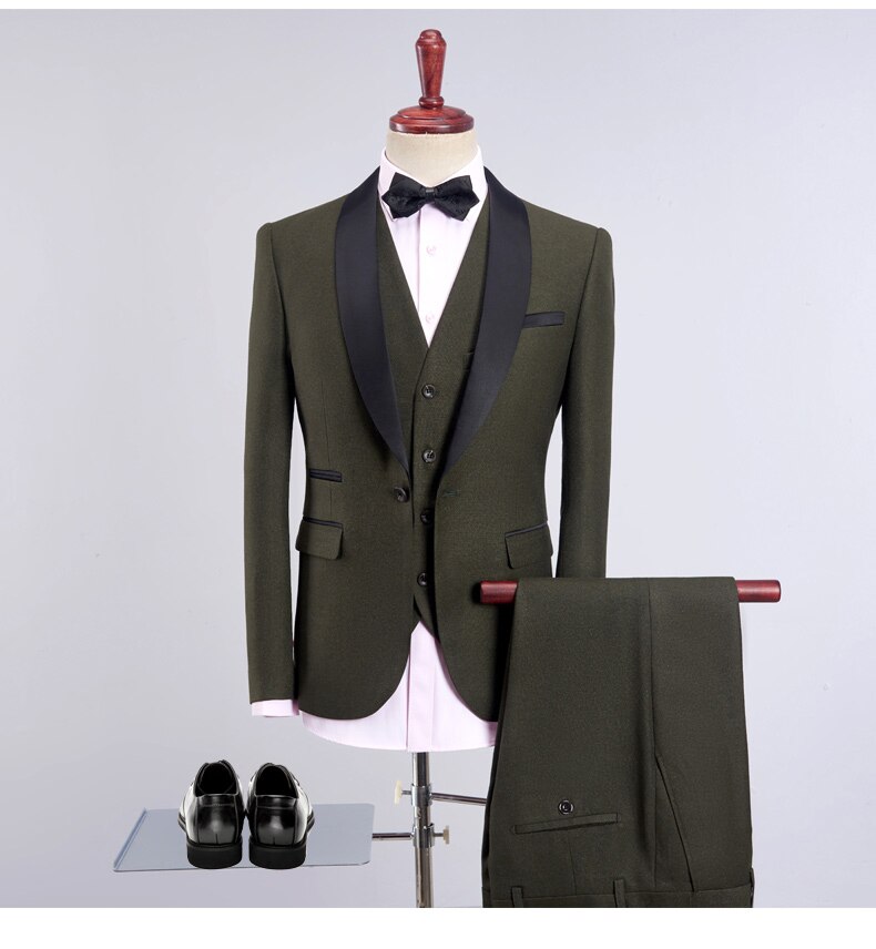 Trajes de hombre para boda, conjunto de 3 piezas de blazer para novio, esmoquin informal de negocios (chaqueta, pantalón y chaleco) 