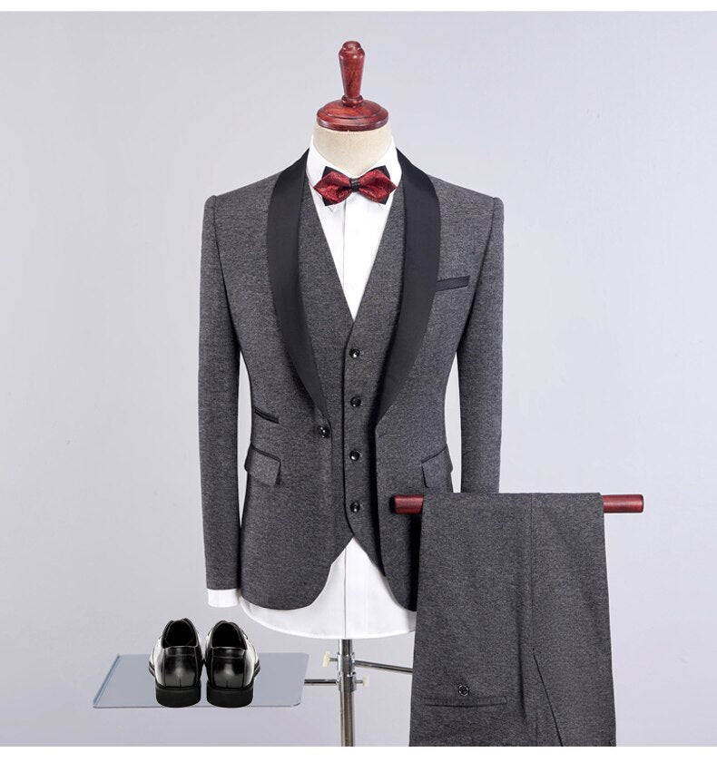 Trajes de hombre para boda, conjunto de 3 piezas de blazer para novio, esmoquin informal de negocios (chaqueta, pantalón y chaleco) 