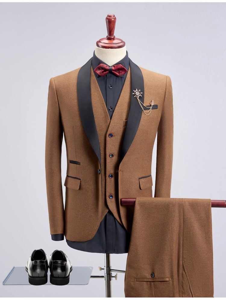 Trajes de hombre para boda, conjunto de 3 piezas de blazer para novio, esmoquin informal de negocios (chaqueta, pantalón y chaleco) 