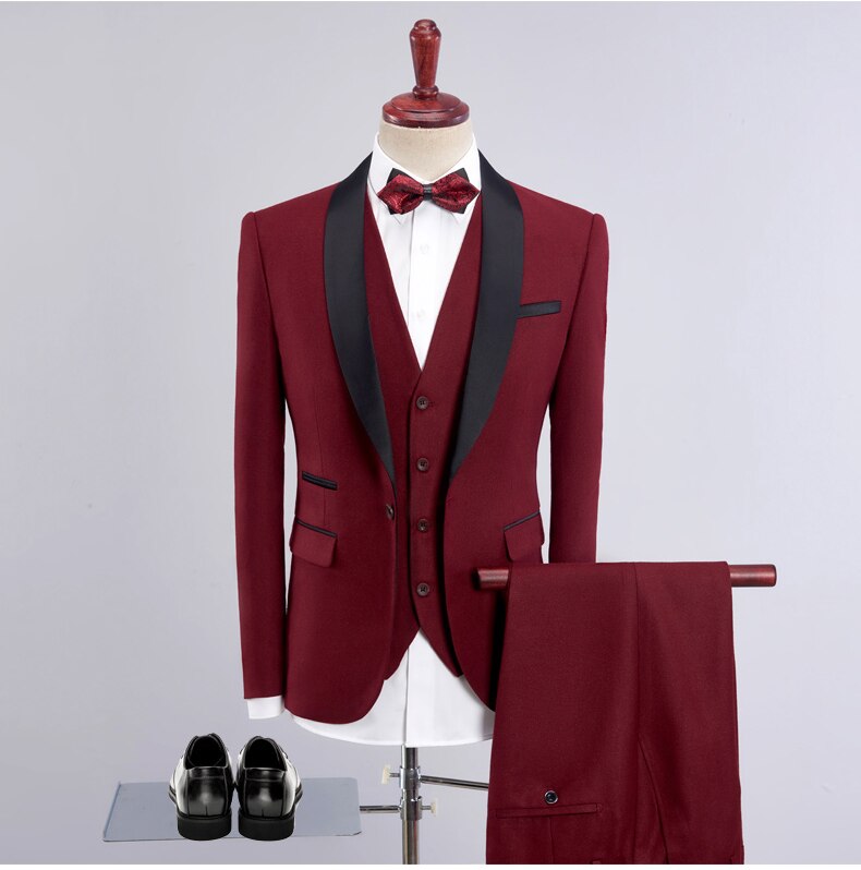 Trajes de hombre para boda, conjunto de 3 piezas de blazer para novio, esmoquin informal de negocios (chaqueta, pantalón y chaleco) 