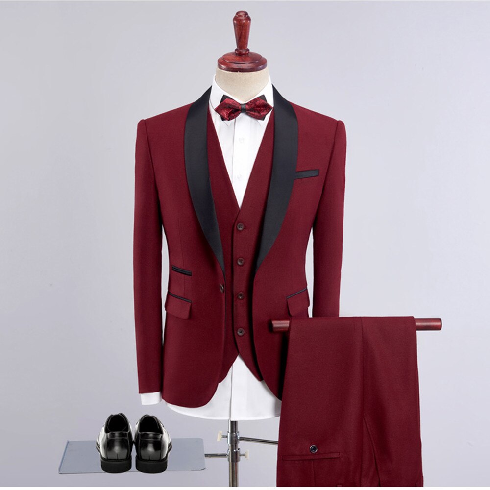 Trajes de hombre para boda, conjunto de 3 piezas de blazer para novio, esmoquin informal de negocios (chaqueta, pantalón y chaleco) 