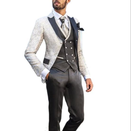 New Men Suits Groom Wedding Tuxedos Three Pieces (Jacket+Vest+Pants) Formal Prom Best Men Blazer