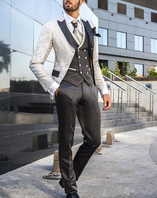 Trajes de hombre nuevos, esmoquin de boda para novio, tres piezas (chaqueta, chaleco y pantalones), blazer formal para graduación. 