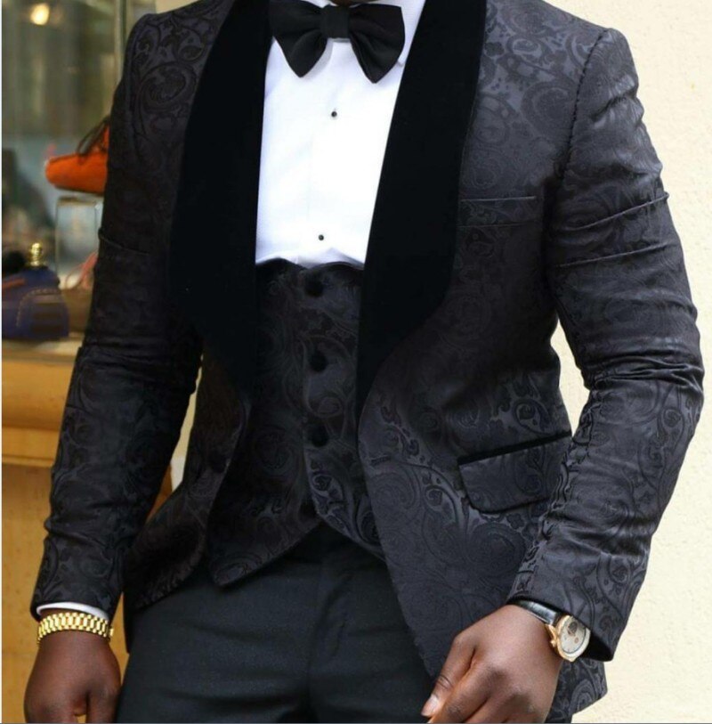 Men's Shawl Lapel Groom Tuxedo Suit with Blazer for Wedding & Best Man & Groomsmen