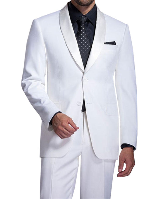 White Men Suits Slim Fit 2 Piece Wedding Blazer Suits menterno Wedding Suits Groom Tuxedos (Jacket+Pants)