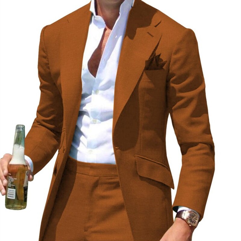 Peak Collar Men Suits Slim Fit Notched Green Men Suit Blazers Jackets Pants 2 Piece Formal Causal Business Wedding Groom Wear