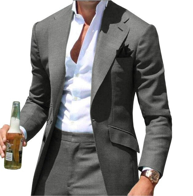 Peak Collar Men Suits Slim Fit Notched Green Men Suit Blazers Jackets Pants 2 Piece Formal Causal Business Wedding Groom Wear