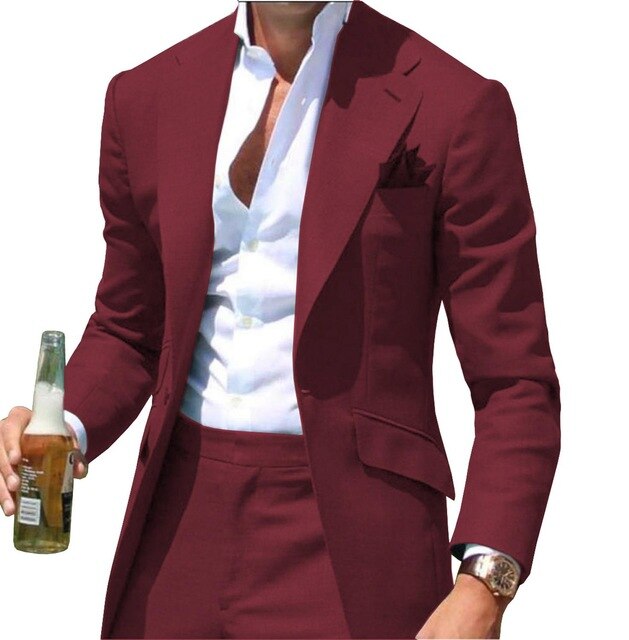 Peak Collar Men Suits Slim Fit Notched Green Men Suit Blazers Jackets Pants 2 Piece Formal Causal Business Wedding Groom Wear