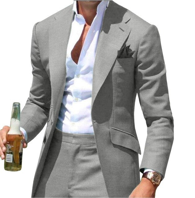 Peak Collar Men Suits Slim Fit Notched Green Men Suit Blazers Jackets Pants 2 Piece Formal Causal Business Wedding Groom Wear