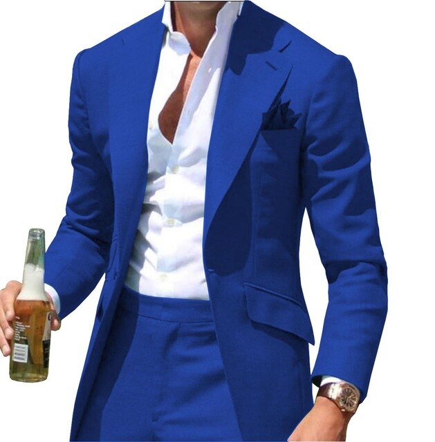 Peak Collar Men Suits Slim Fit Notched Green Men Suit Blazers Jackets Pants 2 Piece Formal Causal Business Wedding Groom Wear