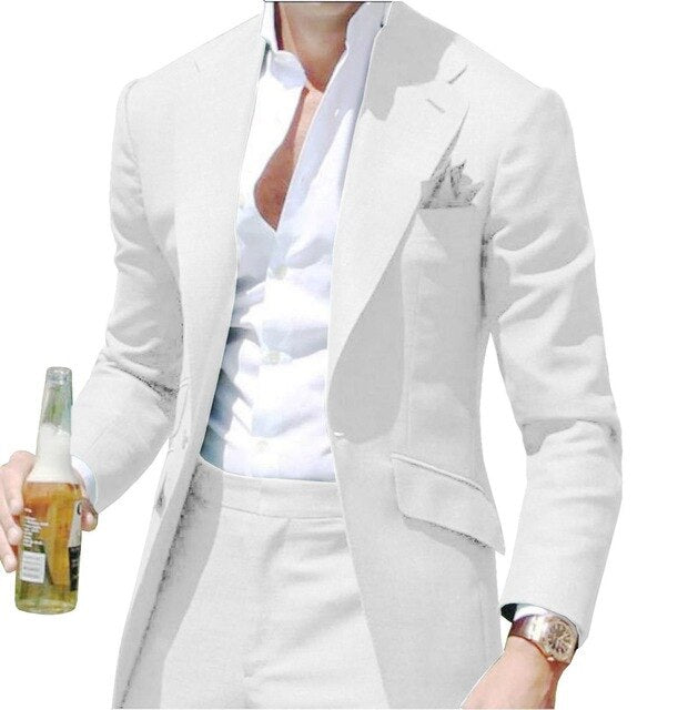 Peak Collar Men Suits Slim Fit Notched Green Men Suit Blazers Jackets Pants 2 Piece Formal Causal Business Wedding Groom Wear