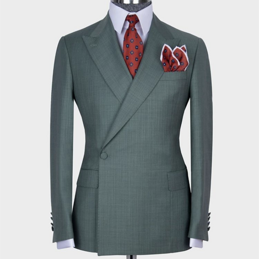 Peak Lapel Men Suits One Button Wedding Tuxedo for Groomsmen Prom 2 Pcs Slim Fit Peaked Lapel Blazer (Jacket+Pants)