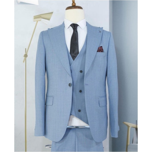Plus Size Business Men Suits 3 Pieces Custom Formal Terno Slim Fit Business Tuxedos Wedding Groom Prom Blazer