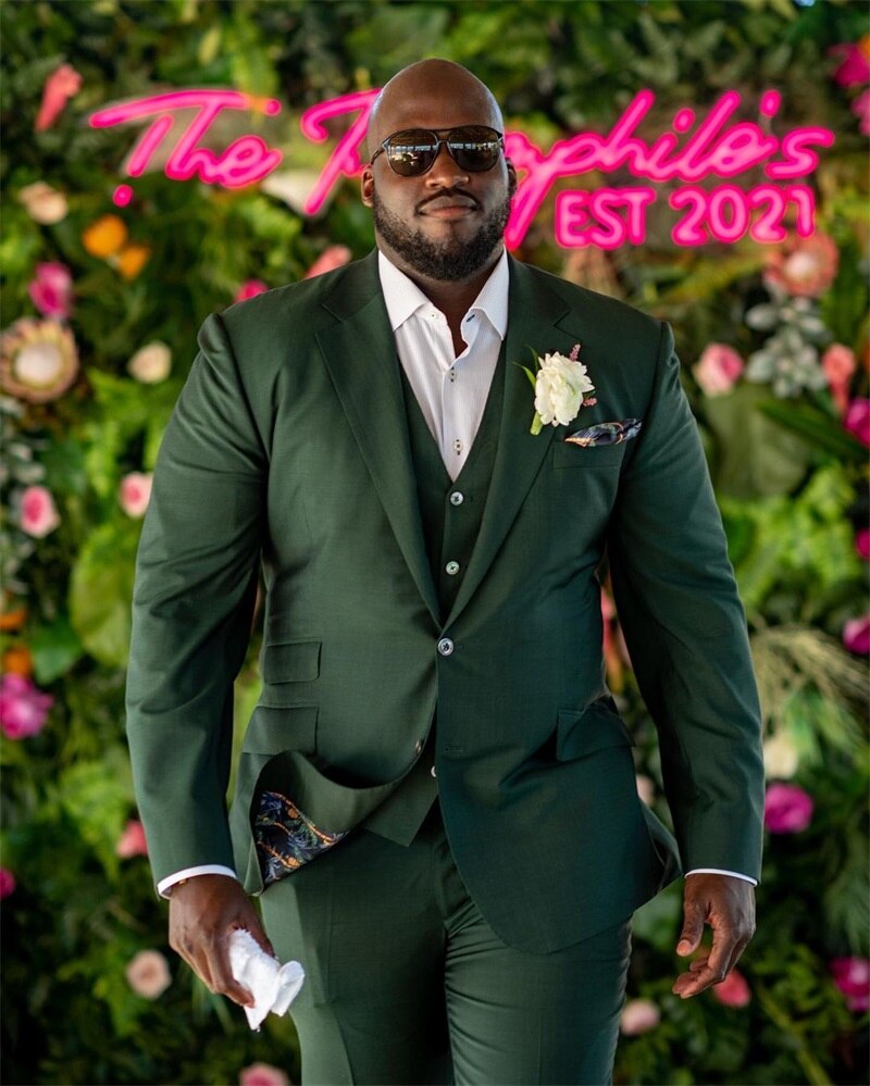 Plus Size Men Suits Green Notched Lapel Wedding Tuxedos Custom Made Blazer Suits 3Pieces Suits Set Party Prom Costumes Hommes