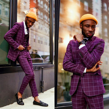 Purple New Plaid Men Suit Tailor-Made3 Pieces Blazer Vest Pants Single Breasted Gentle Lapel Wedding Groom Prom Host Tailored