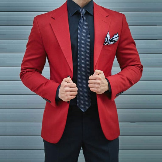 Red Slim Fit Men Suits for Wedding Groom Tuxedo Blazer Best Man Business Suits Costume Homme Terno Traje Hombre 2 Pcs