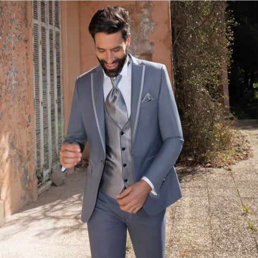 Men's 3 Pieces Suits Custom Made Terno Slim Groom Custom Wedding Men Suit (Jacket+Pant+Vest)