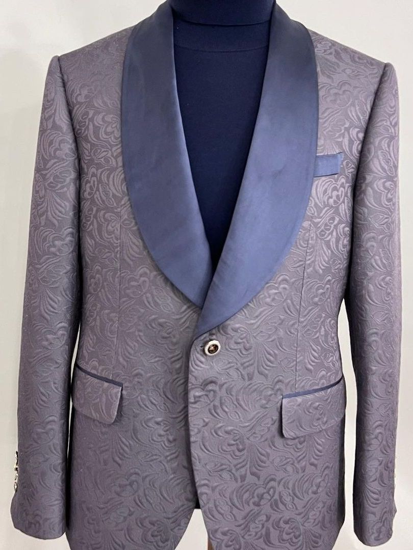 Light Purple Jacquard Men's Luxury Wedding Suits One Button Custom Slim Fit Groom Tuxedo Men's Business Casual 2 Pieces