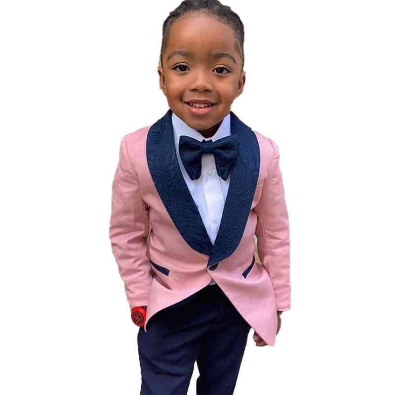 Ensemble 2 pièces veste et pantalon rose sur mesure pour garçon, smoking, costume de mariage pour enfants, dîner, fête