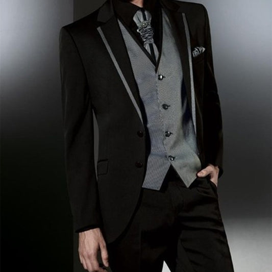 Coat Pant Designs Italian Black Grey Men Suits Slim Fit Tuxedo 3 Piece Gentle Custom Groom Prom Suit Terno Masculino