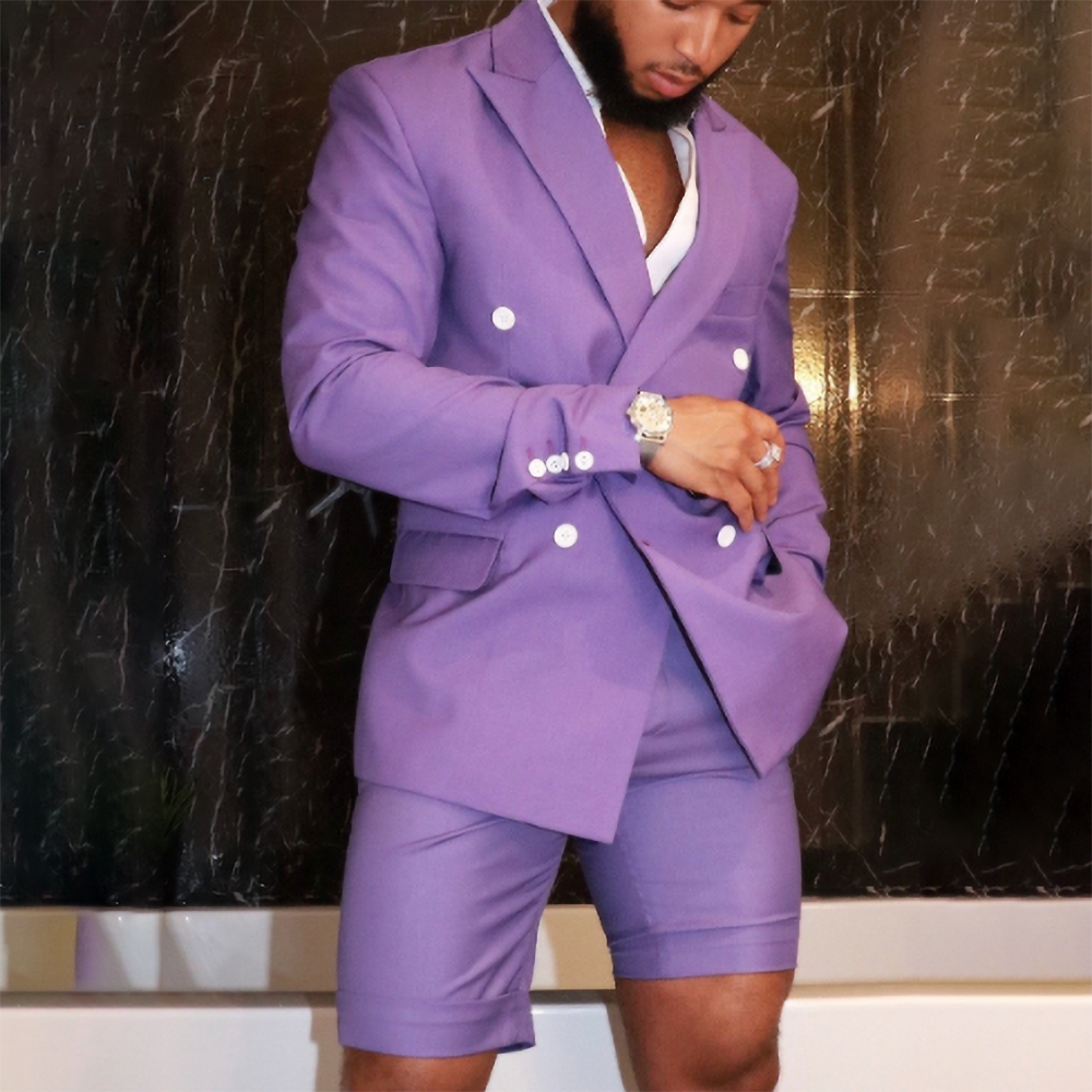 Costume d'homme violet pour homme, costume d'été sur mesure 2 pièces, blazer + pantalon court, coupe slim, mariage, bal, soirée, smoking 