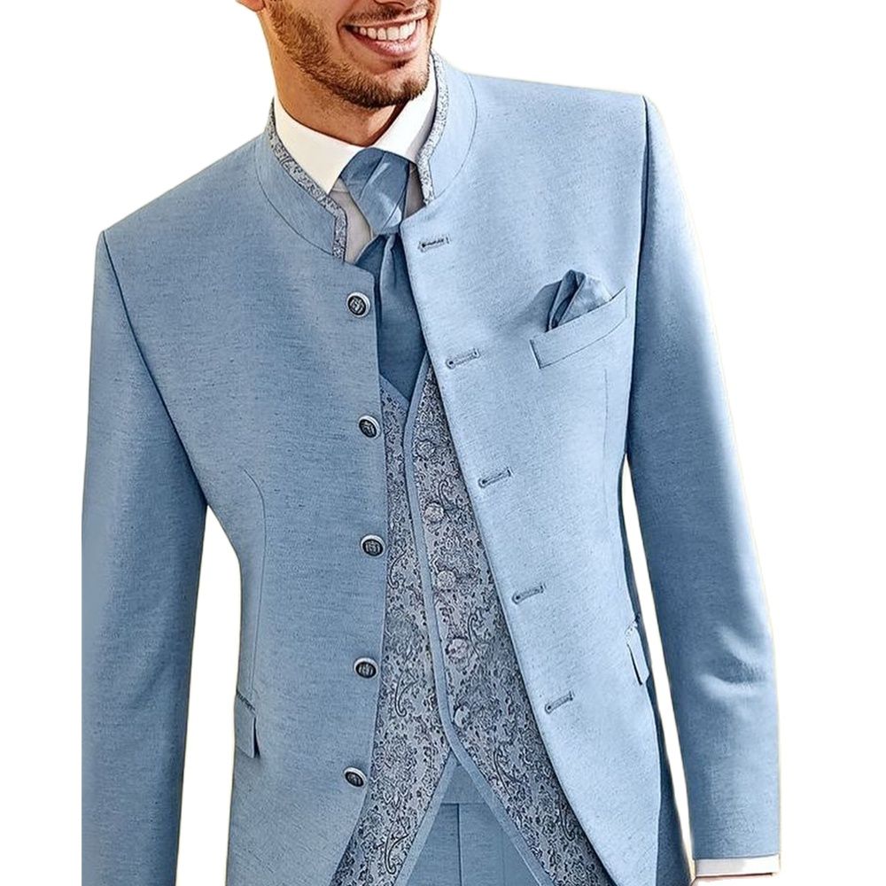 Traje de boda para hombre, azul, ajustado, formal, para fiesta, graduación, blazer, 2 piezas (chaqueta + pantalón) 