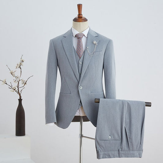 One Button Solid Color Suit Sets 3 Pieces For Men Wedding Dress(Jacket+Pants+Vest) Custom Made Tuxedos
