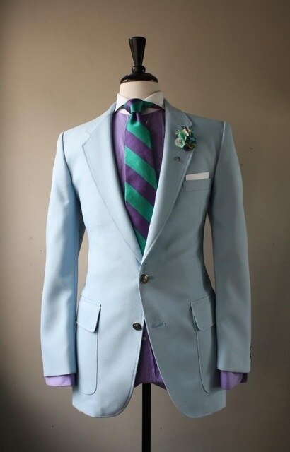 Conjunto de 2 piezas de traje de boda para hombre (chaqueta, pantalón y corbata), color azul cielo (chaqueta, pantalón y corbata), para fiesta 