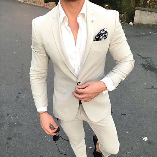 Slim Fit Men Suits for Wedding Custom Made Groom Tuxedo Notched Lapel 2 Pieces Best Man Wedding Suit Jacket with Pants