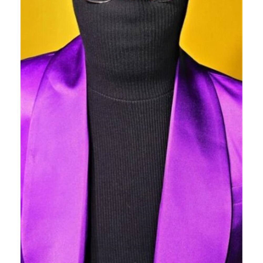 Trajes para hombre de satén morado, 2 piezas, trajes de escenario, conjuntos de blazer italiano de lujo, vestido de novia, esmoquin 