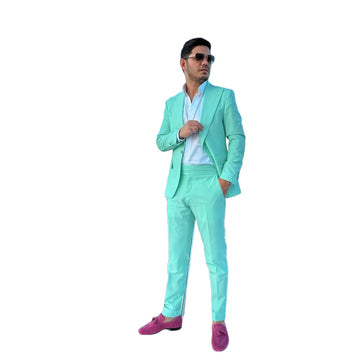 Summer Beach Men Wedding Tuxedos One Button Blazer Outfits Business Formal Wear (Jacket+Pants)