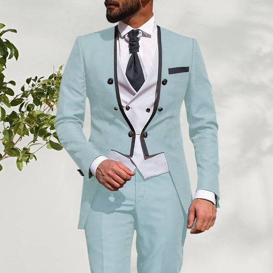 Summer Men Suits Wedding Groom Tuxedos Slim Fit Suit 3 Piece（Blazer+ Vest+ Pants）