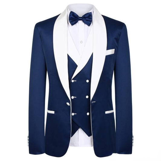 Costume bleu roi sur mesure pour homme, smoking de marié, revers en pointe, costume de mariage pour homme (veste + pantalon + gilet) 
