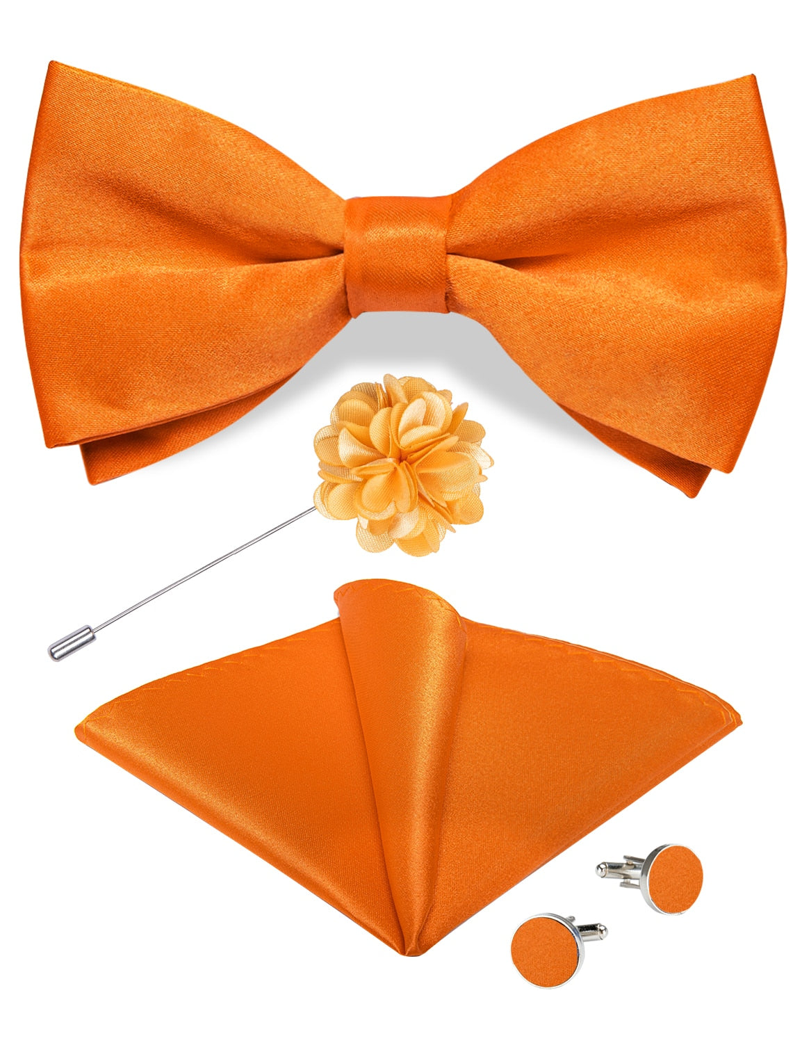 Men's Silk Pre-Tied Butterfly Knot Bow Tie Set with Cufflinks & Corsage for Wedding