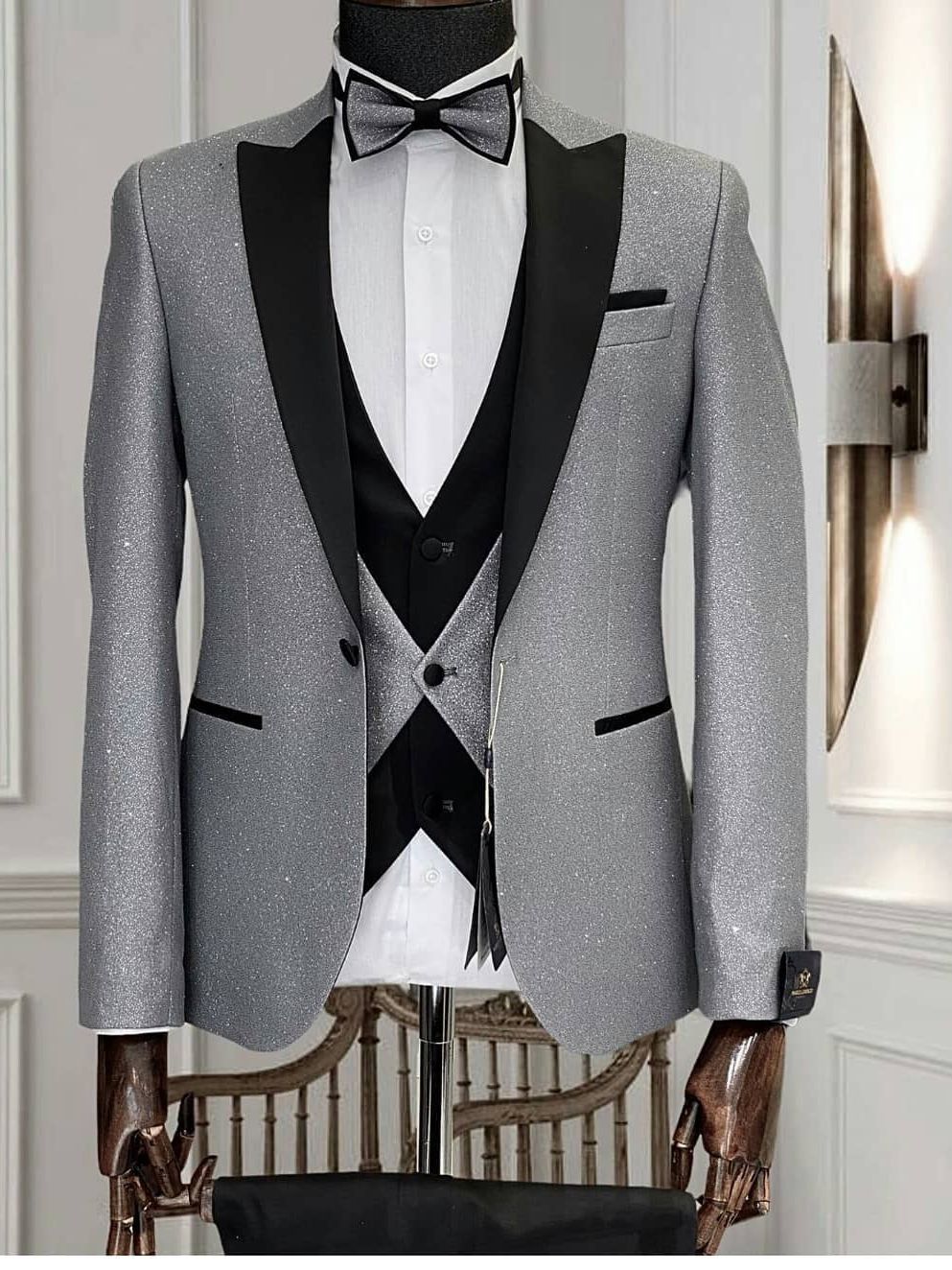 Wedding Men's Suit  Slim Fit Custom Large Size One Button Luxury Dress Gentleman Costume 3 Piece Outfits