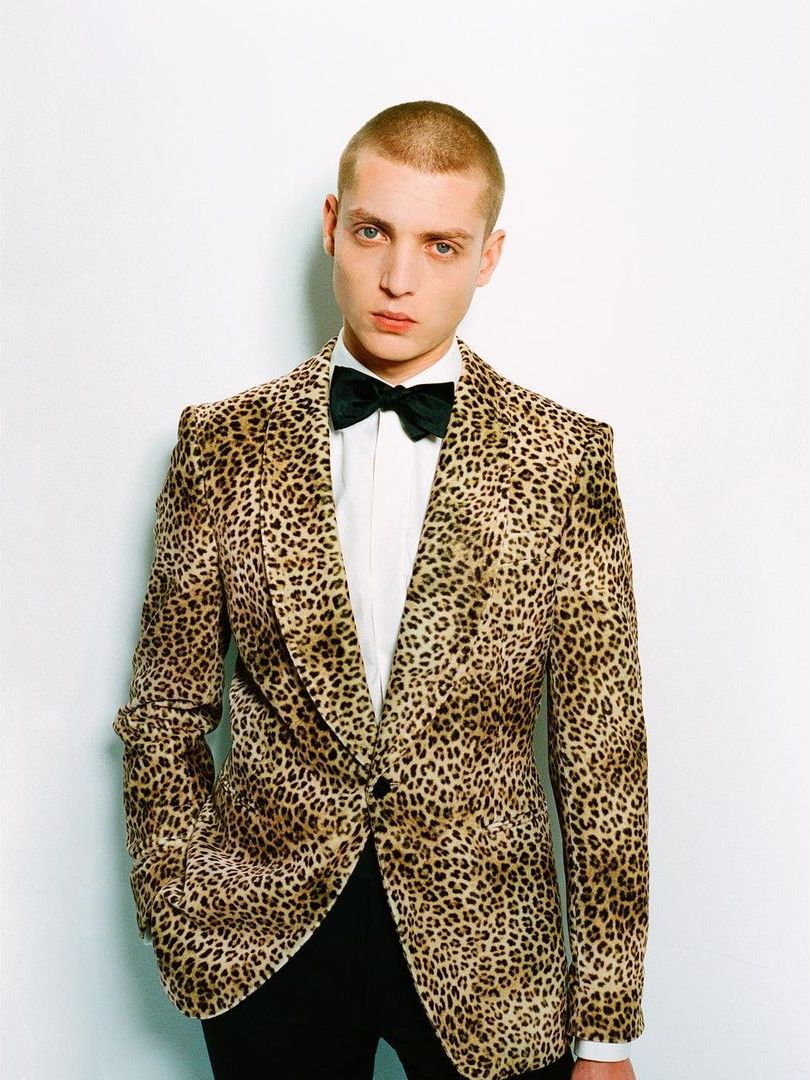 Trajes de boda para hombre, corte entallado, 2 piezas, estampado de leopardo, un botón, personalizado, traje de caballero, conjuntos de blazer 
