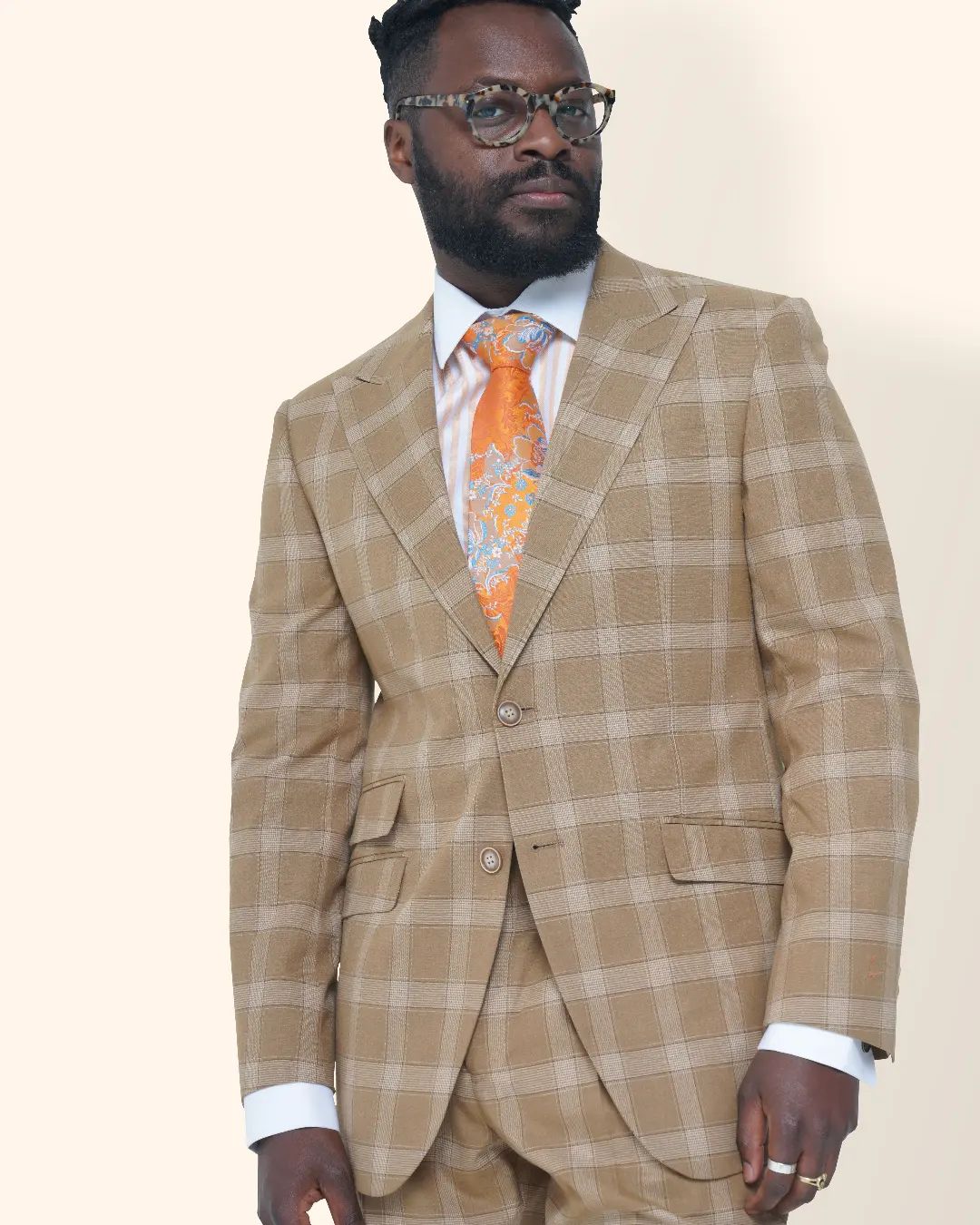Wedding Men's Suits Slim Fit 2 Pieces Brown Check Two Button Custom Dress Gentleman Costume Blazer Sets