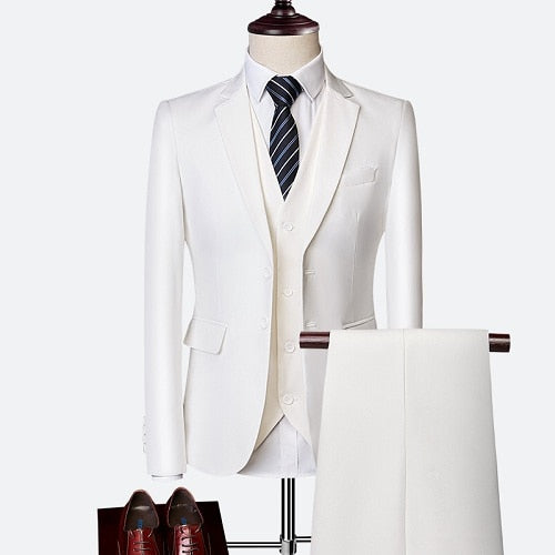 Wedding suit men Dress Korean Slims Men's Business suit 3 pieces jacket + Pants + Vest Formal Suit tuxedo groom suit