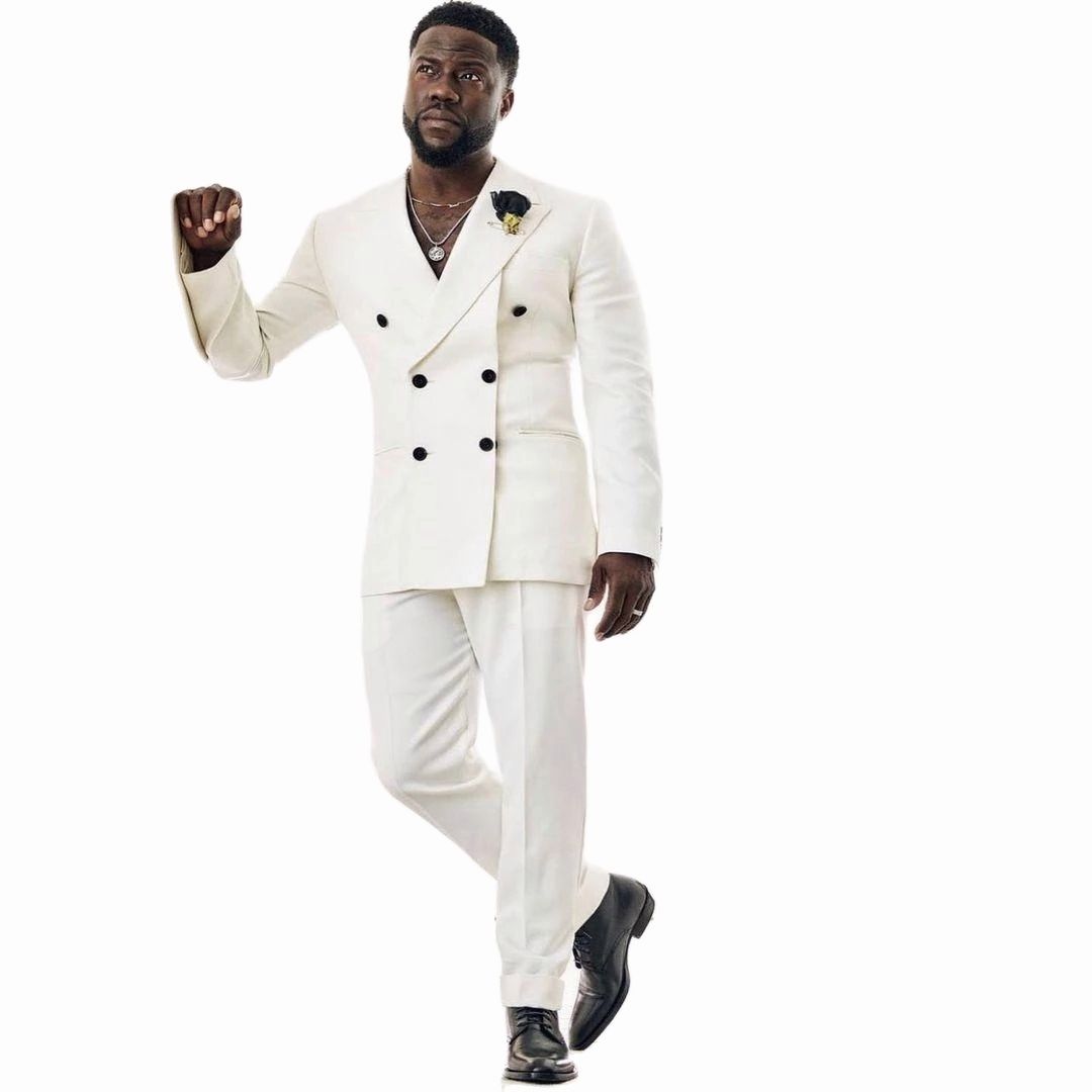 Costume homme blanc croisé, smoking de mariage, bal, coupe slim, blazer, 2 pièces, veste + pantalon 