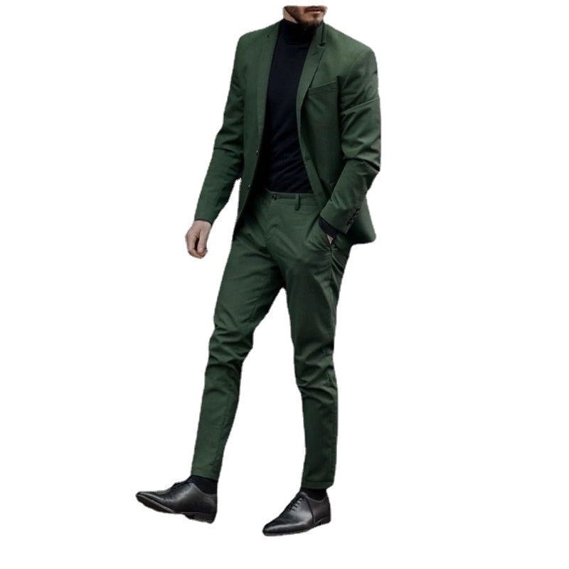 Men's Green 2-Button Blazer and Trousers Suit Set for Parties & Weddings