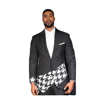 Black White Patchwork Custom Made Men Suits 2 Pieces Wedding Groom Prom Single Breasted Slim Fit Blazer Jacket+Trouser