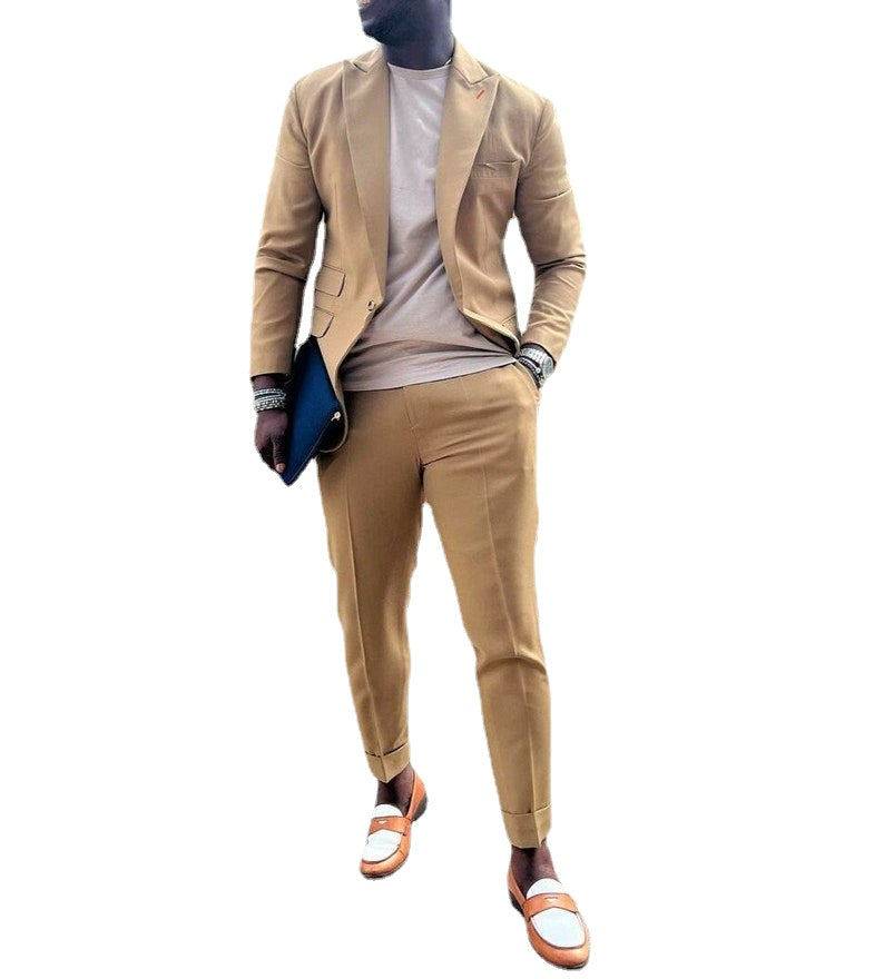 Slim Fit Suits Peak Lapel Formal Wear Blazer Sets Business Wedding Two Pieces Jacket+Pants