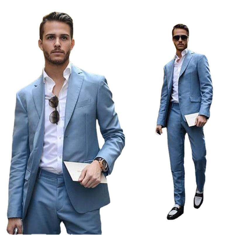 Summer Men Suits Coat Pant Design Wedding Suits Breathable Casual Prom Suit 2 Pieces Costume For Wedding (Blazer+Pants)