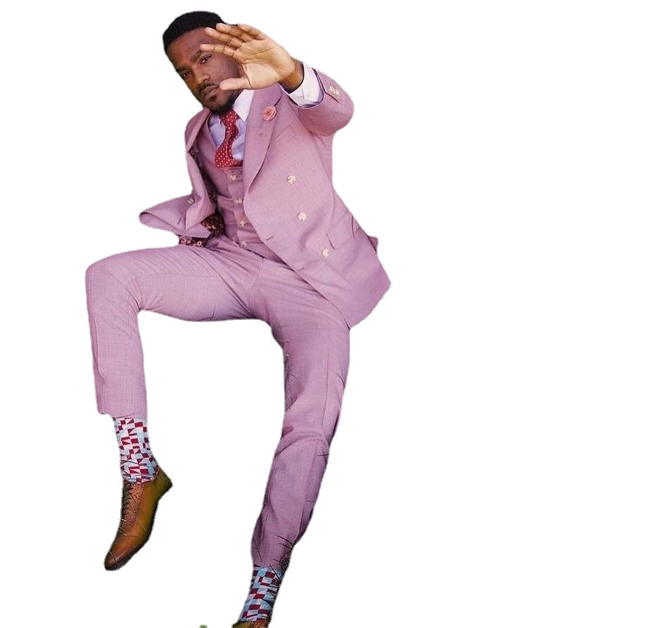 Street Light Purple Men Suits Wedding Groom Tuxedos Terno Costume Homme Slim Fit Prom Blazer 3 Pieces