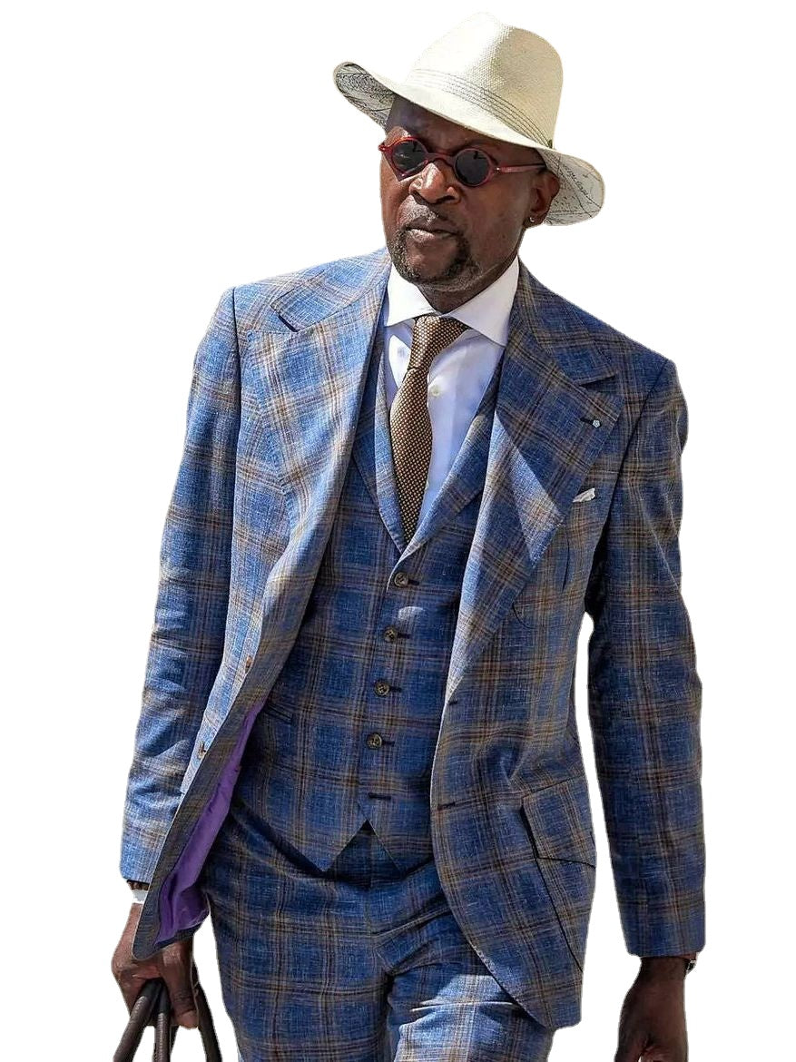 Blue Men Suit 3 Piece Men'S Formal Business Banquet Groom Wedding Wedding Dress Groomsmen Luxury Blazer Sets