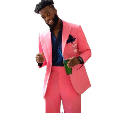 Fuchsia Prom Sutis Peaked Lapel Single Breasted Blazer Sets Tuxedos Terno Costume Homme  2 Piece Coat Pant