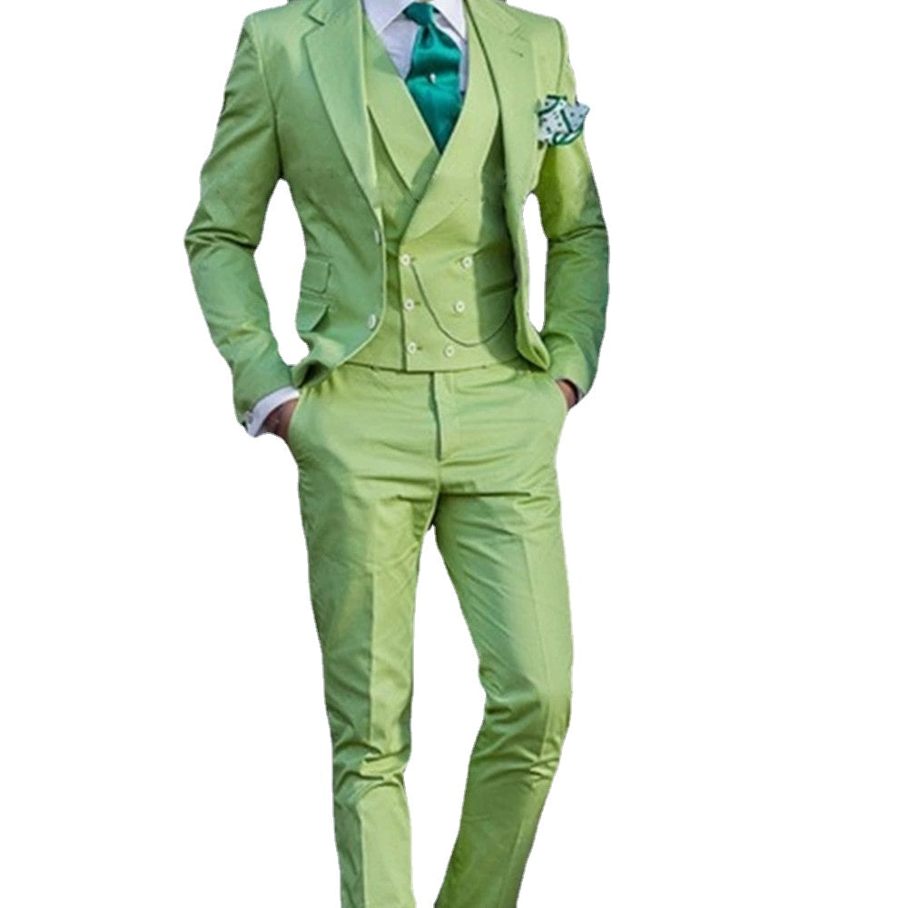 (Jacket + Pants + Vest) Classic Italian Groom Tuxedo Men's Suit Wedding Slim Fit Dress Dance Best Man Casual Suit