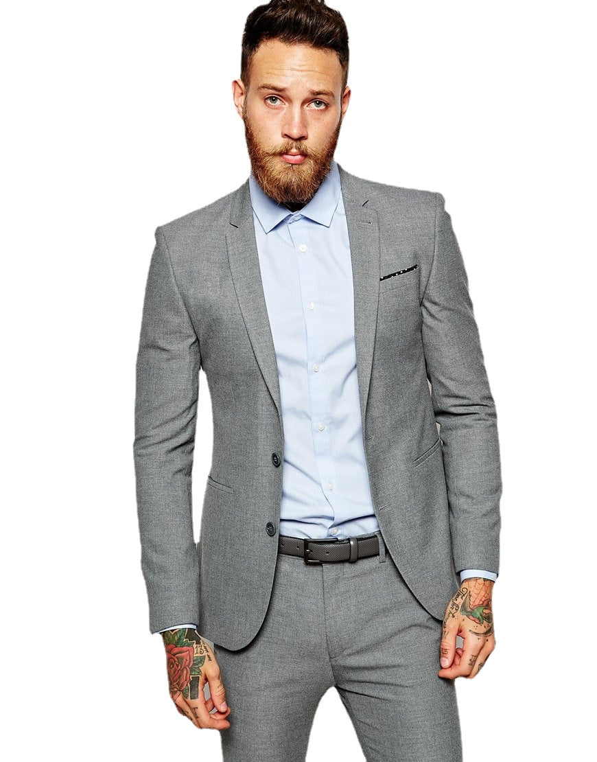 Designs Light Grey Business Men Suits For Wedding Groom Men's Tuxedo Notch Lapel Suit Men Groomsmen Blazer