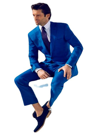 Coat Pant Designs Royal blue Suit Custom Groom Blazer Men Suits Slim Fit Terno(Jacket+Pants)