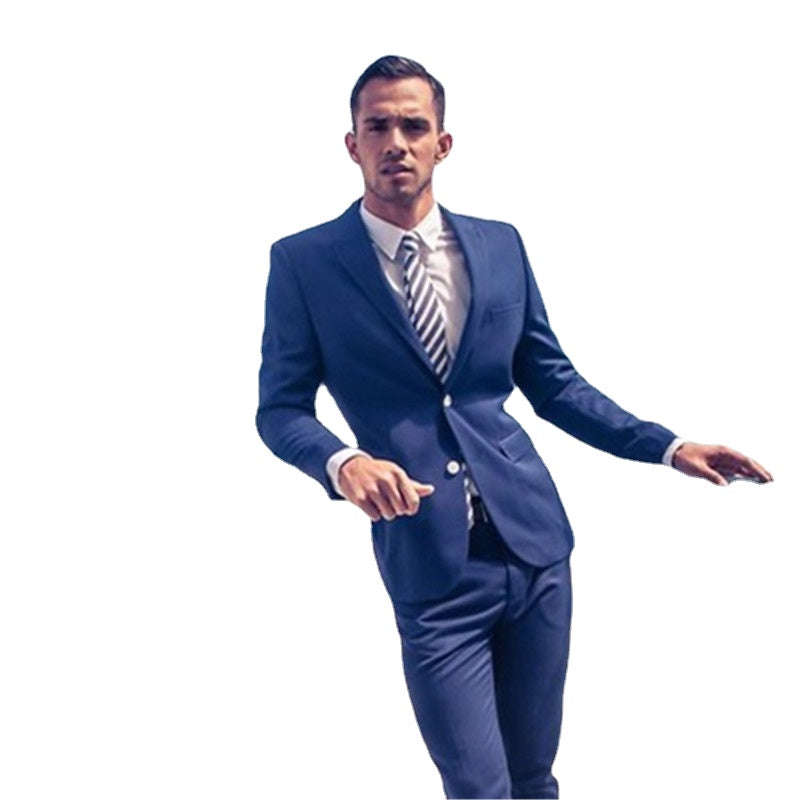 Conjuntos de traje azul para hombre para boda, 2 piezas (chaqueta, pantalón y corbata), blazer ajustado, esmoquin a medida para graduación y fiesta. 